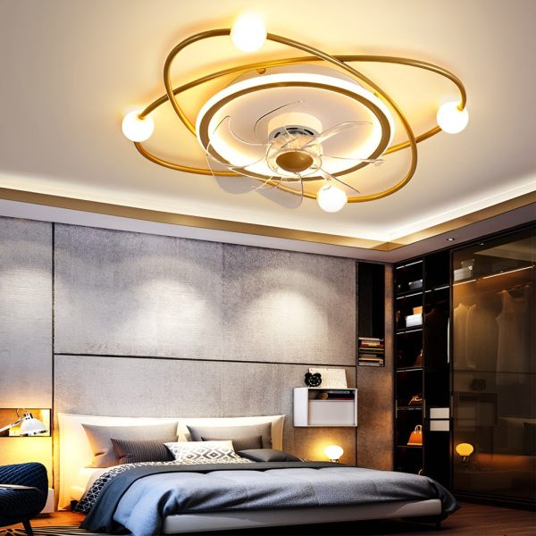 Creative Intelligent Mute Stepless Dimming LED Nordic Ceiling Fan Light - Image 2