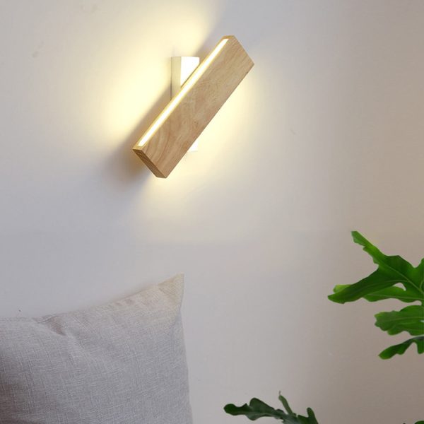 Rotatable Minimalist Rectangular Wood Led Wall Lamp Wall Lights Fixture - Image 2