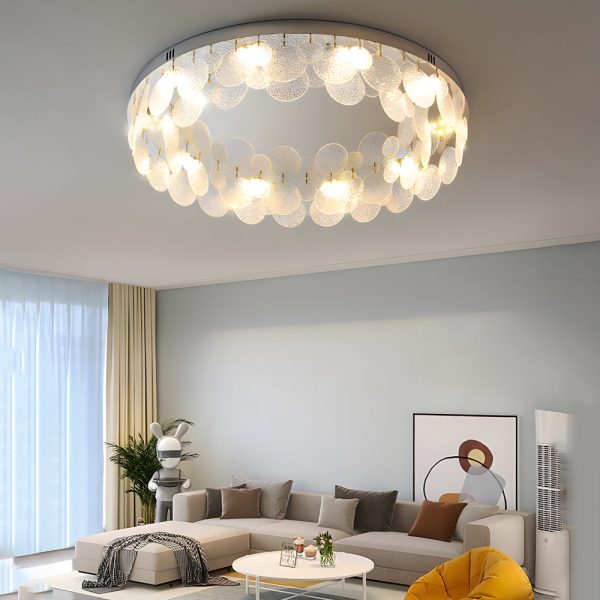 Round Small Glass Seashells 3 Step Dimming Simple Post-Modern Ceiling Lamp - Image 2