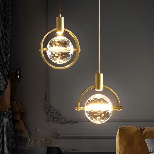 Round Semicircle Crystal Ball Ins LED Creative Modern Hanging Lights Fixture