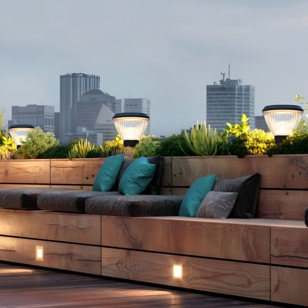 Round LED Fast Charging Black Modern Solar Post Caps Lights Pillar Light - Image 3