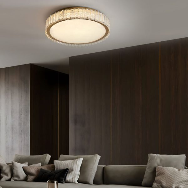 Crystal and Frosted Shade Luxury Round/Square Flush Mount Ceiling Light - Image 3