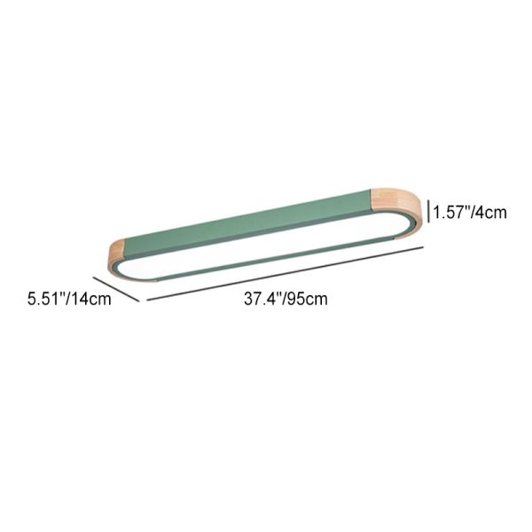Contemporary Scandinavian Long Oval Iron Log Acrylic LED Flush Mount Ceiling Light For Bedroom - Image 7