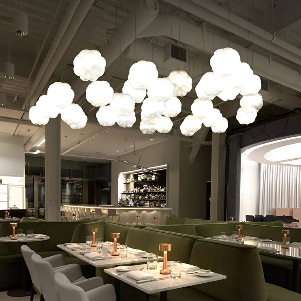 Creative Round Glass Clouds Shaped LED White Modern Chandelier Pendant Light - Image 2