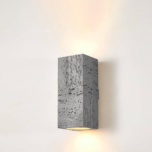 Retro Wabi-sabi Square Column Hand Sculpted LED Wall Sconce Lamp - Image 7