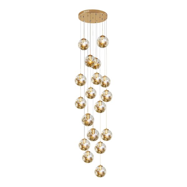Cognac Color Glass Globes Shade Adjustable Modern Long Chandelier - Image 7