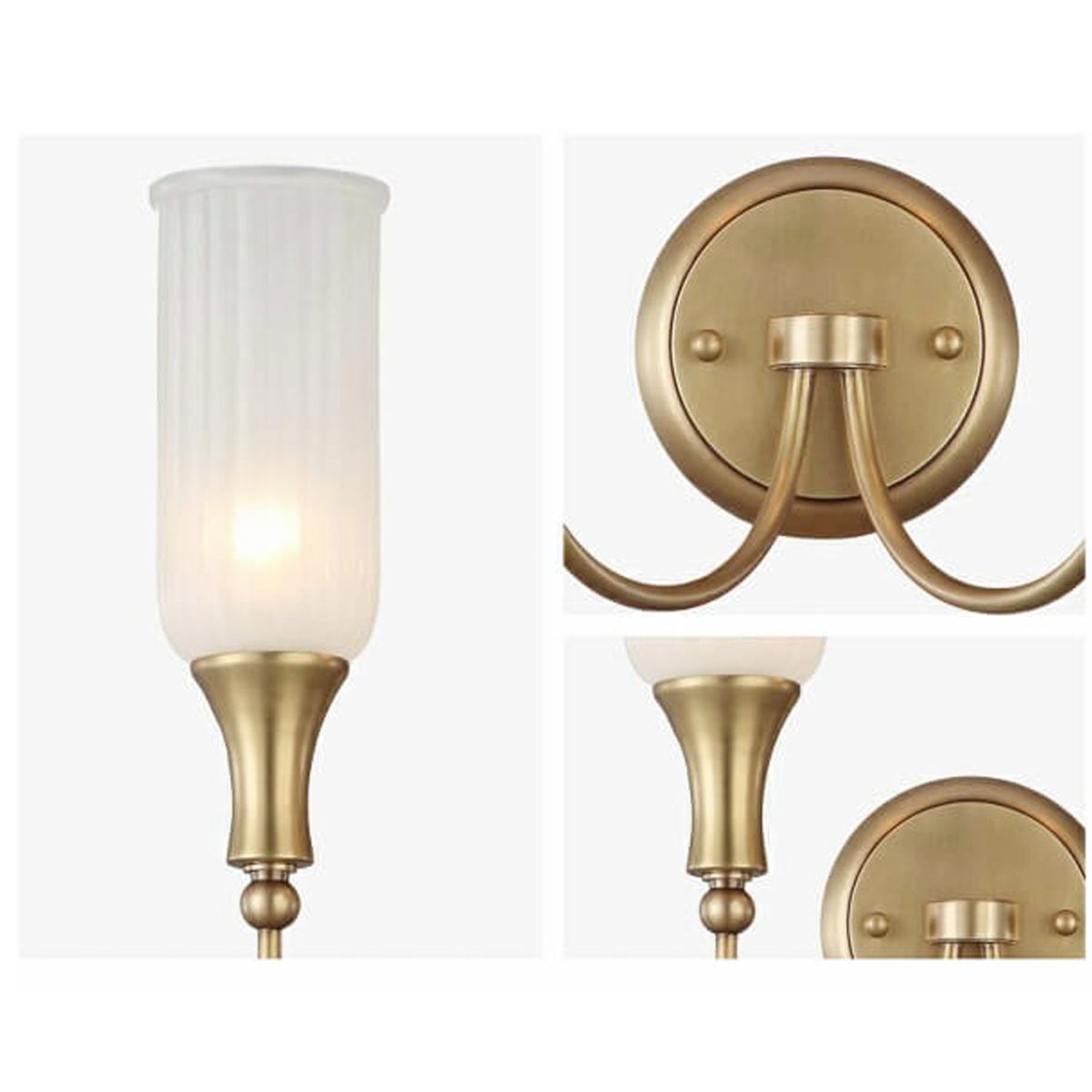 Vintage Rustic Brass Glass 1/2 Light Wall Sconce Lamp - Image 6