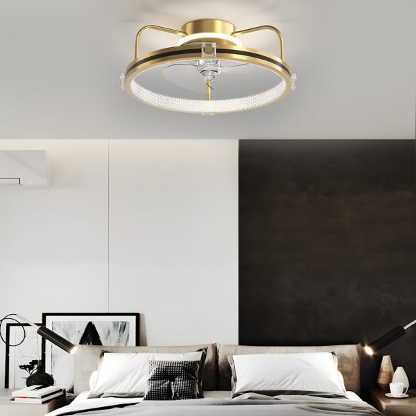 Round Mute Three Step Dimming LED Silent Modern Flush Mount Ceiling Fan - Image 2