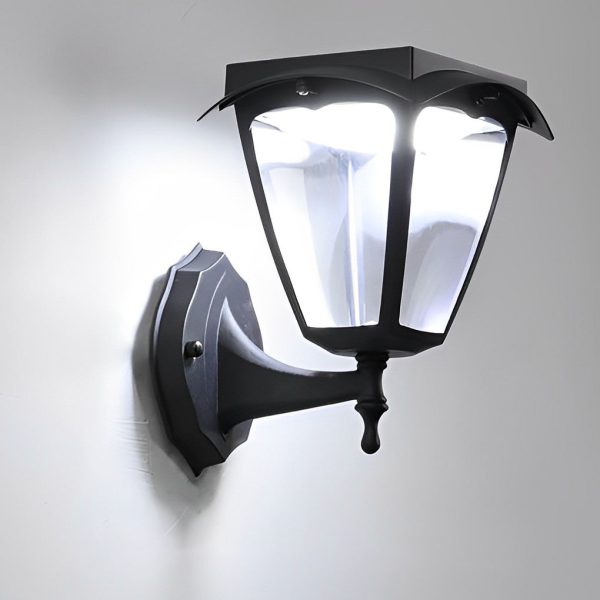 1-Light Black Solar Powered Porch Sconce LED Outdoor Wall Light - Image 8