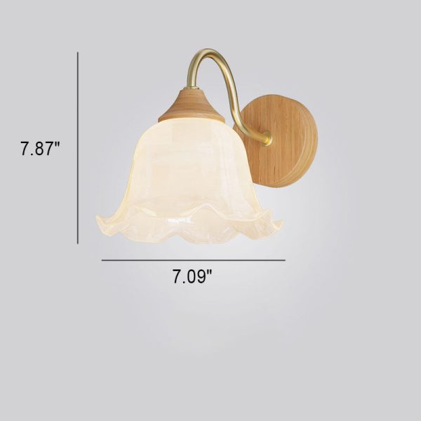 Nordic Striped Glass Round Log Wood 1-Light Wall Sconce Lamp - Image 12