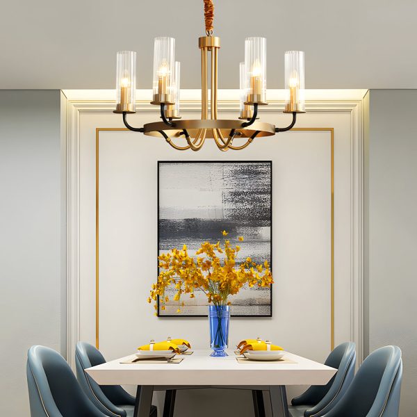 6/8-Light Candlelight Wagon Wheel Chandelier with Glass Shades - Image 3
