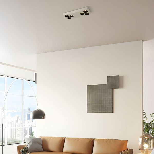 White Rectangular Plate 6-Light Peg Flush Mount Spotlight - Image 2