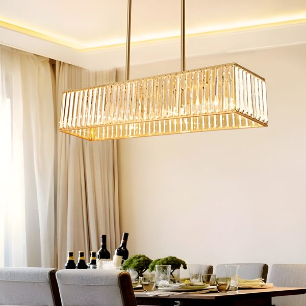 4-Light Dimmable Kitchen Island Crystal Rectangle Chandelier - Image 2