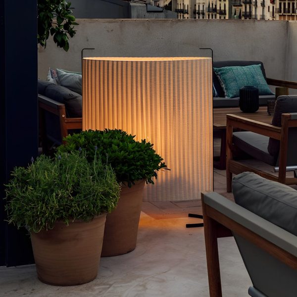 42 inch Modern Japanese-Style Fabric Outdoor Floor Lamp - Image 2