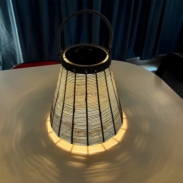 Portable Rattan LED Waterproof Retro Solar Powered Outdoor Lanterns - Image 4