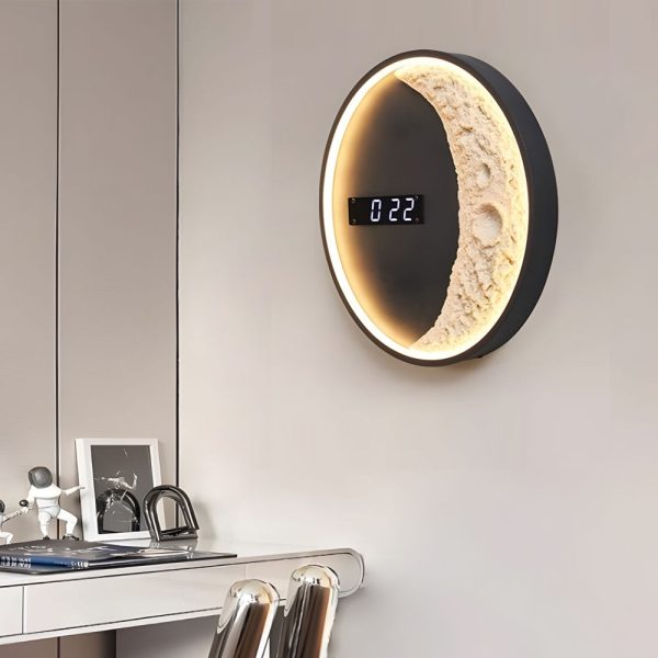 Moon LED Wall Light Wall Digital Clock Astronaut Decor 3 Color Wall Lamp - Image 3