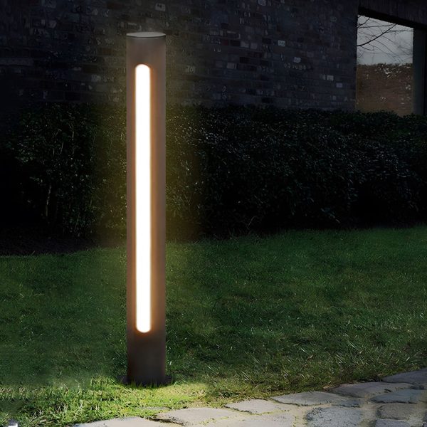 Matte Black Cylinder Outdoor Pathway Light with Strip LED Lighting - 15.8''/29.5'' H - Image 4