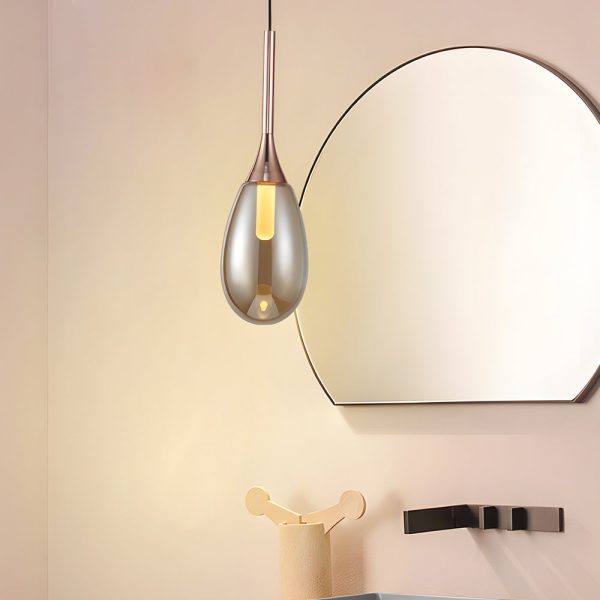 Modern 1-Light LED Teardrop Glass Pendant Light in Amber/Smoke Gray - Image 4