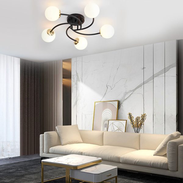 5-light Glass Globe Design Swirled Metal LED Modern Ceiling Lights - Image 12