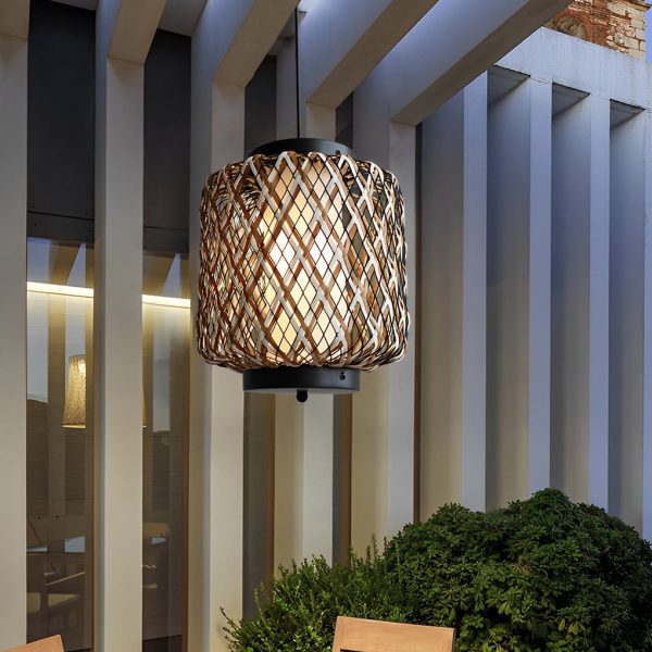 Rattan Waterproof Rustic Modern Outdoor Chandelier Pendants Ceiling Lights - Image 3