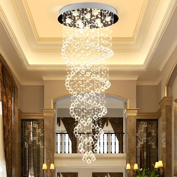 Double Spiral Three Step Dimming LED Modern Staircase Chandelier Light - Image 2