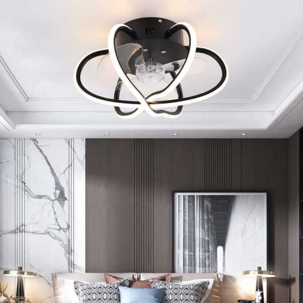 Industrial Nordic Stereo Petal Design LED Flush Mount Ceiling Fan Light - Image 9