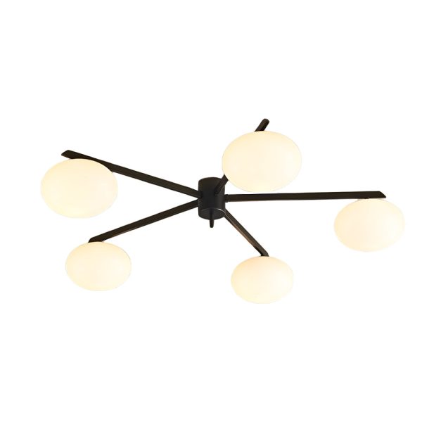 White Glass Bubble Black Semi-Flush Ceiling Light - Image 10