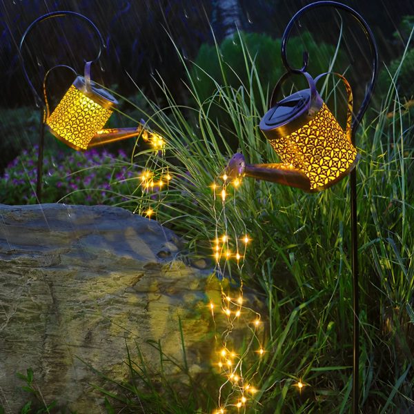 Iron Kettle Shower LED Solar Garden Light Unique and Efficient Outdoor Illumination - Image 3
