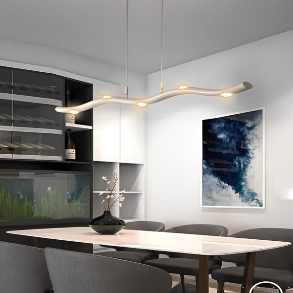 Long Strip Waves Branches Stepless Dimming LED White Modern Chandelier - Image 3