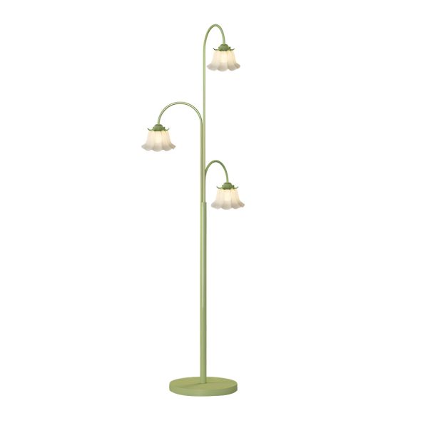 3-light Green Flower Dimmable Arc Hanging Tuilp Floor Lamp - Image 7