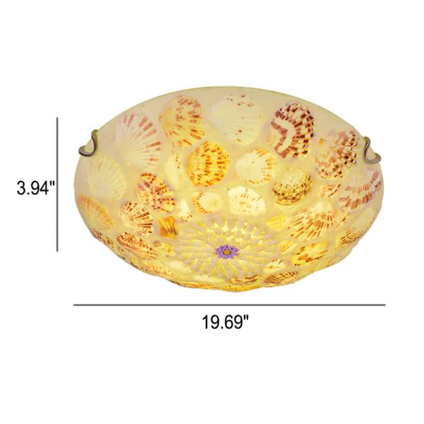 European Mediterranean Shell Art Round LED Flush Mount Ceiling Light - Image 8