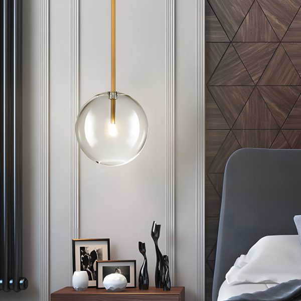 1-Light Clear Glass Globe Pendant Light Modern Hanging Lighting Fixture - Image 4