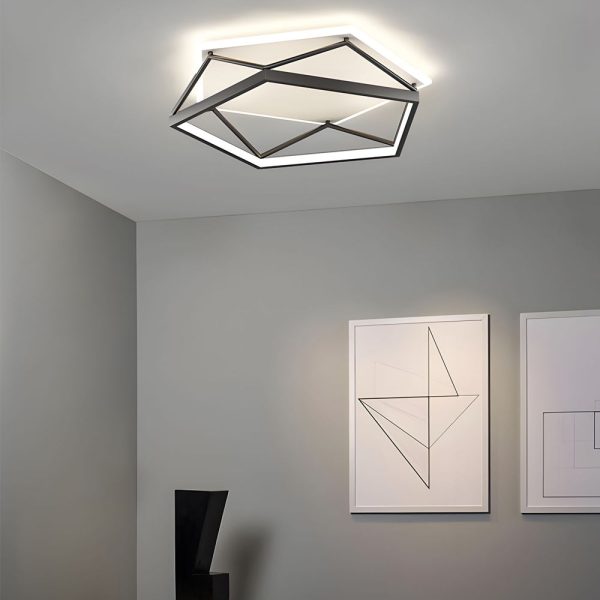 Nordic Geometric Art Black LED Flush Mount Ceiling Light - Image 4