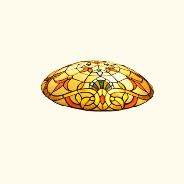 European Tiffany Baroque Round Stained Glass 2/3/4 Light Flush Mount Ceiling Light - Image 18