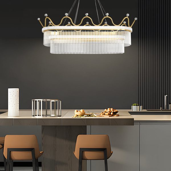 1/2 Layers Long Oval Crystal Crowns Three Step Dimming Modern Chandelier - Image 3