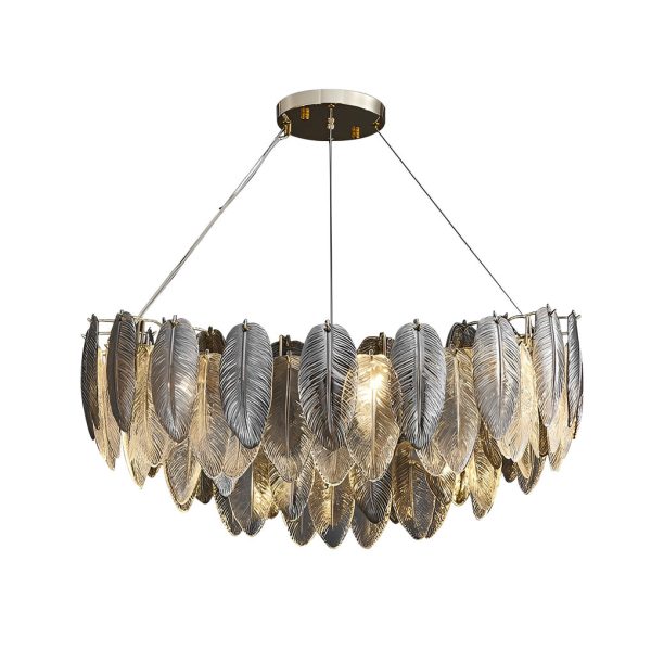 Romantic Creative Feathers Glass Three Step Dimming Modern Chandelier - Image 13