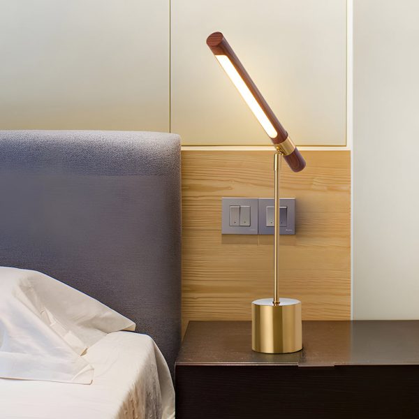 Minimalist Linear Wood LED Desk Lamp with USB Port and Dimmable Light Bar - Image 3