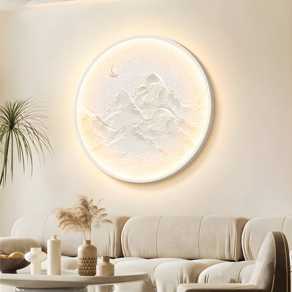 Nordic Moon Wall Sconce - Round Mountain Moon Decorative Painting Lamp - Image 3