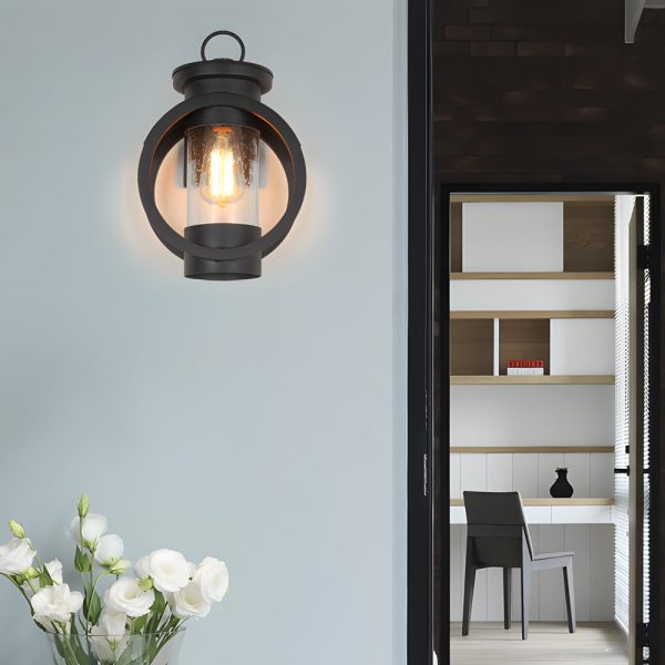 Raindrops Glass 6W LED Edison Lightbulb Black Outdoor Wall Lights - Image 3