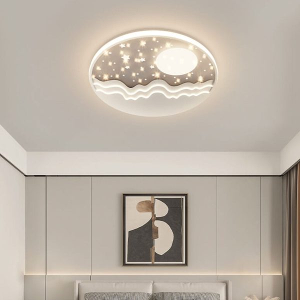 Nordic Creative Star Moon Round Aluminum LED Flush Mount Ceiling Light - Image 3