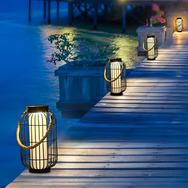 Classic Iron Lantern Waterproof Intelligent Portable Solar Lawn Lamp - Image 5