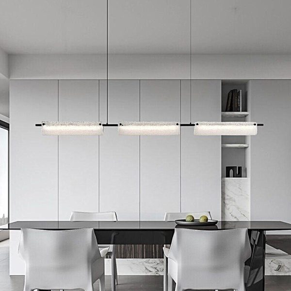 Modern Linear Copper Frosted Glass Long Kitchen Island Light - Image 3