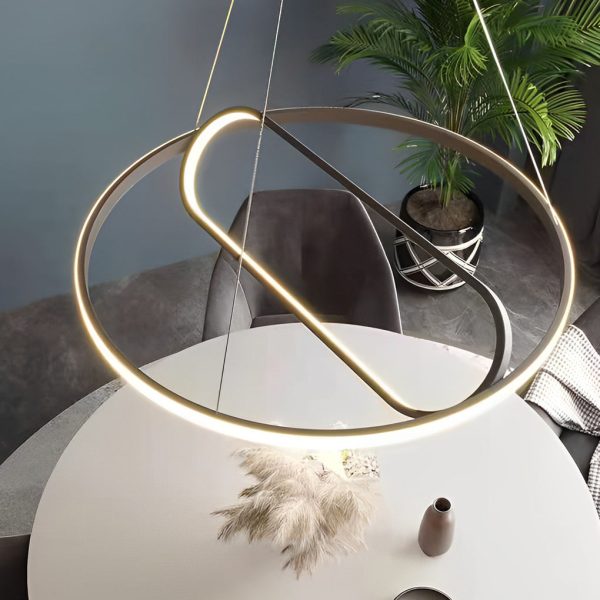 Adjustable Round Oval LED Stepless Dimming Black Modern Chandelier - Image 8