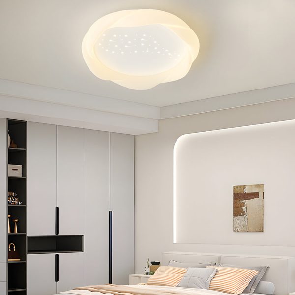 Round PE Shade Iron Three Step Dimming Milky White Modern Ceiling Lights - Image 2