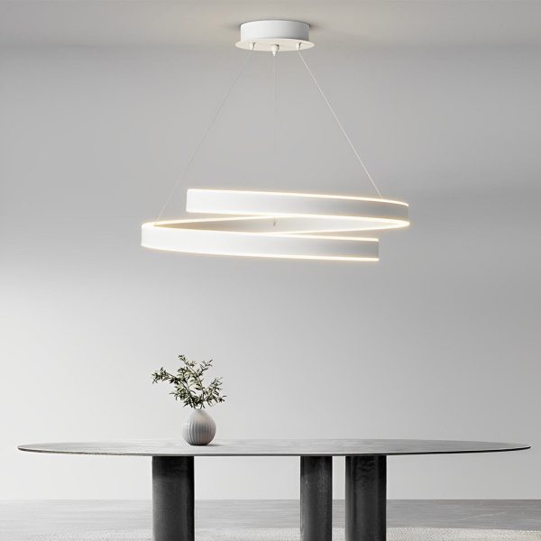 Rotating Ring Creative Three Step Dimming LED White Nordic Chandelier - Image 4