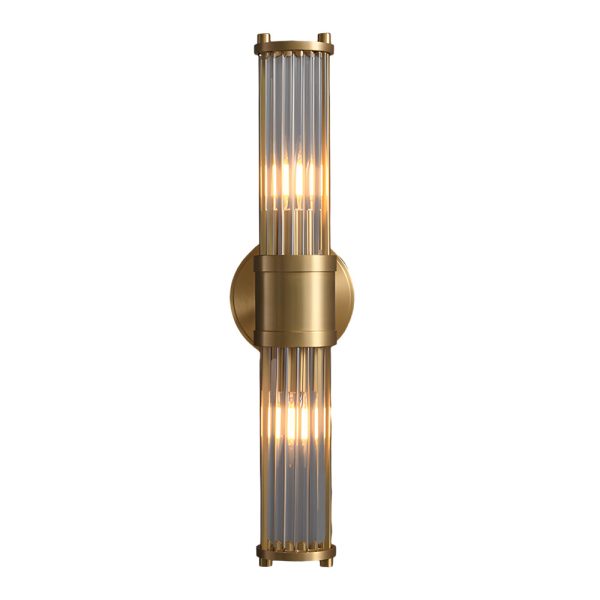 1/2-light Modern Chrome/Gold Wall Sconce with Cylinder Clear Glass Shade - Image 9