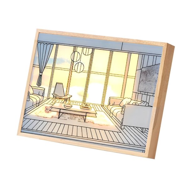 Wood Frame Ins Touch Control Dimmable LED Sunshine Painting Night Light - Image 15