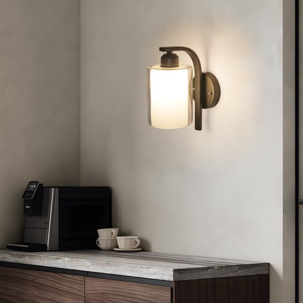 Modern Minimalist Single Black Cylindrical Glass Wall Sconce - Image 2
