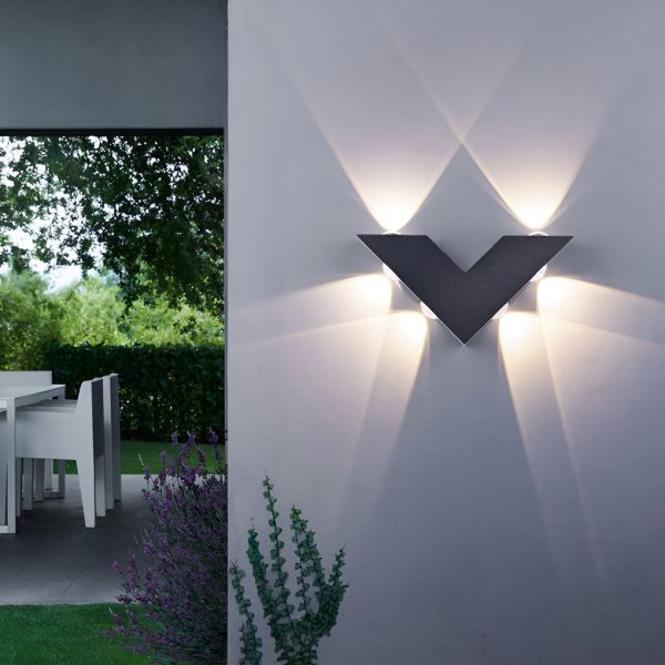 V-shaped Waterproof LED Black Modern Outdoor Wall Lamp Wall Washer Light - Image 2