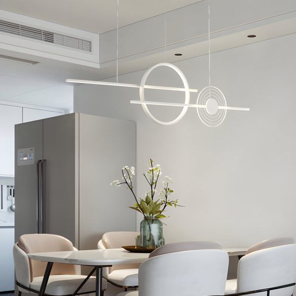 39.4'' Dimmable Ring Linear LED Island Chandeliers for Dining Room, Black/White - Image 4